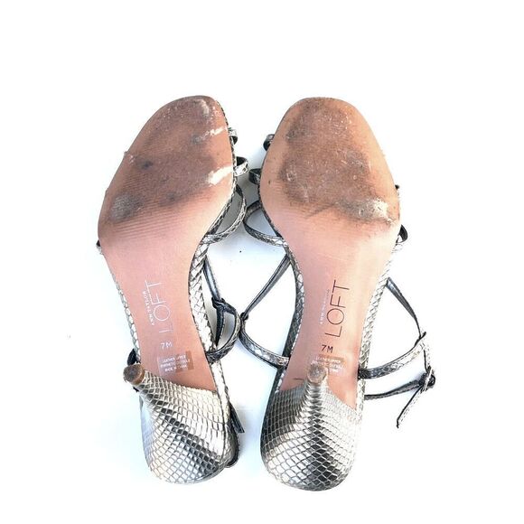Loft Loft Womens Shoes Heels Sandals Strappy Silver casual Size 7 M - Picture 4 of 7